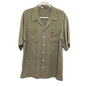 Hobie Shirt Mens Medium Button Up Olive Green Short Sleeve Casual